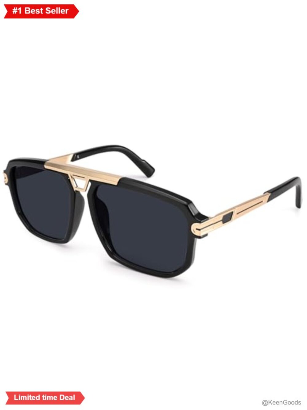Oversized Square Aviator Sunglasses UV400 Metal Frame Unisex